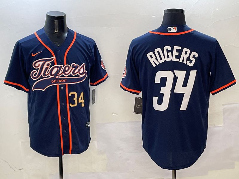 Men Detroit Tigers #34 Rogers Drak Blue Joint Name Game 2025 Nike MLB Jersey style 3->detroit tigers->MLB Jersey